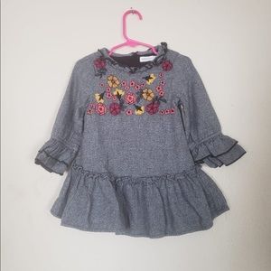 Orchestra Baby Girl Dress Size 2/ Gray Embroidered